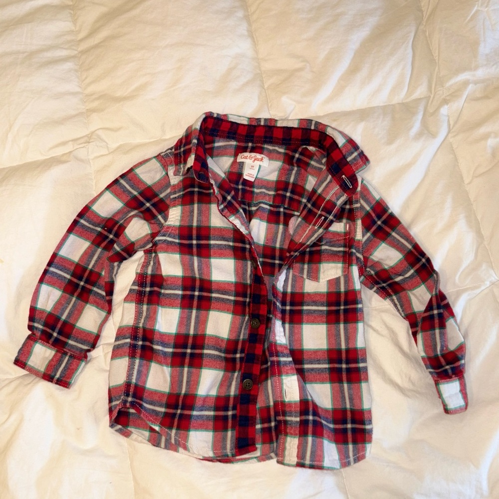 Cat & Jack Red and White Button Down Shirt